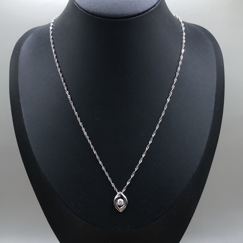 Vintage PCT Swivel Sterling Silver  925 Necklace CZ Pendant Fine Jewelry Classic